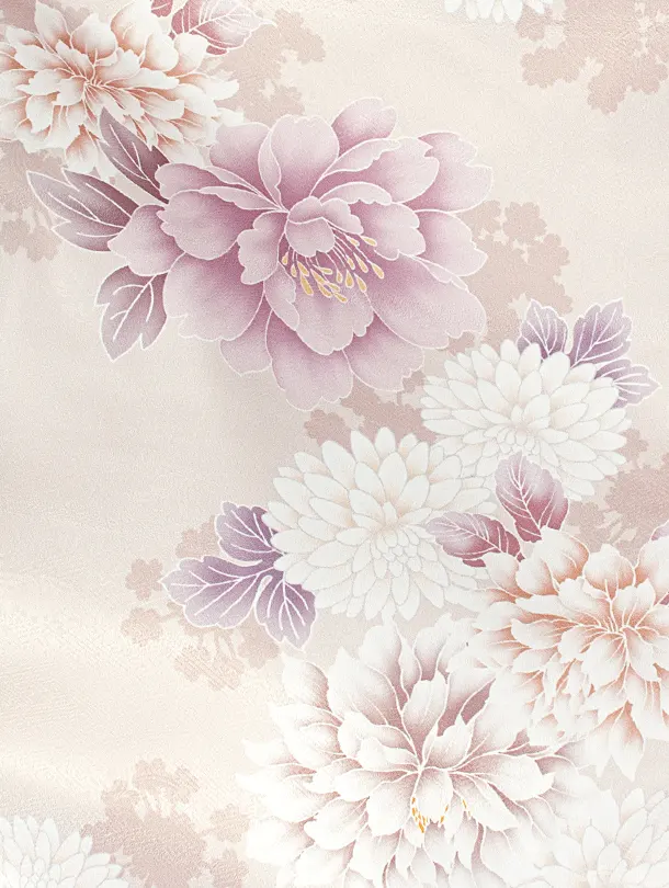 卒業式袴 D0056 モカ 牡丹 ダリア×こげ茶 ししゅう