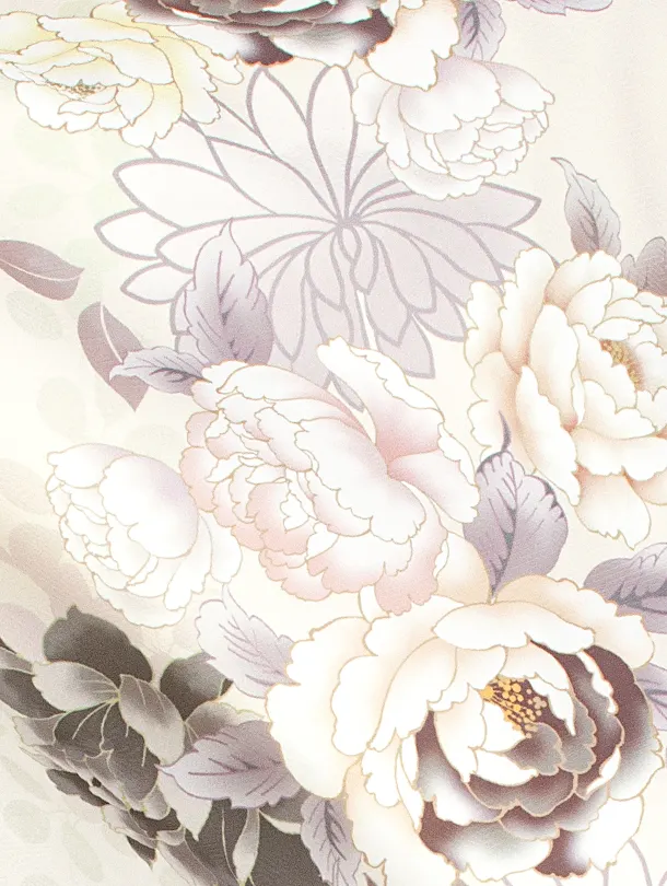 【ふくよかサイズ】卒業式袴 D0063 ベージュ牡丹×エンジ