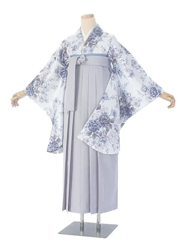 卒業式袴 D0066 薄水グレーダリア×パープルグレー