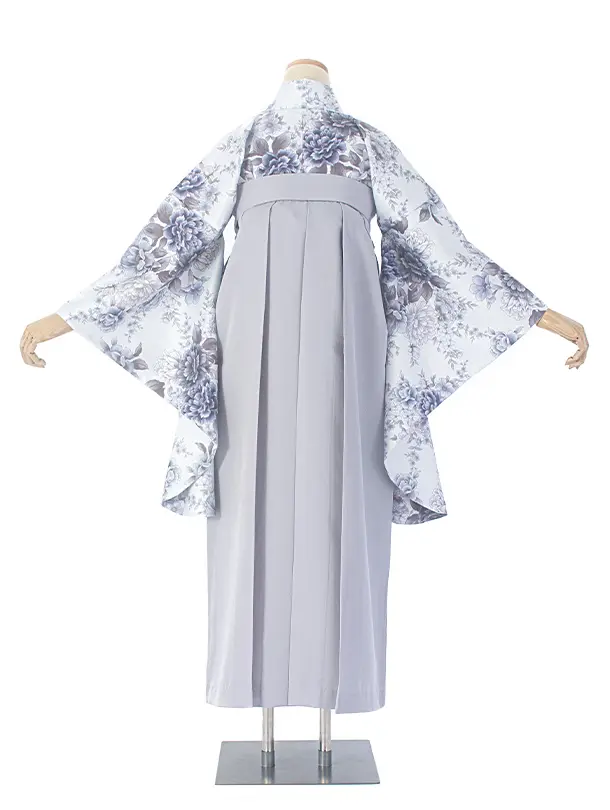 卒業式袴 D0066 薄水グレーダリア×パープルグレー