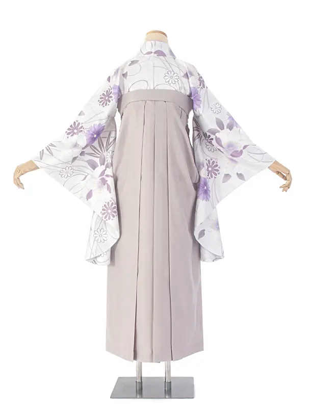 卒業式袴 D0067 パープルグレー 四季の花×ベージュししゅう