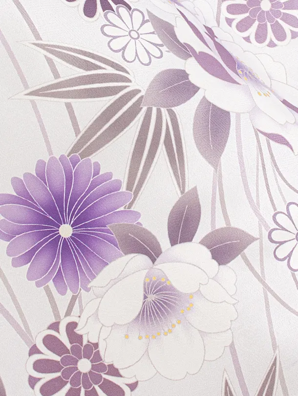 卒業式袴 D0067 パープルグレー 四季の花×ベージュししゅう