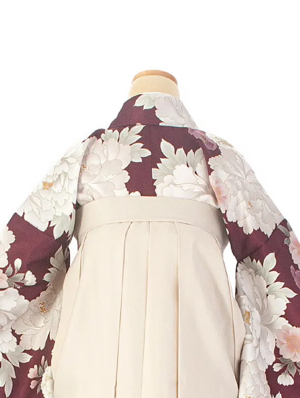 卒業式袴 D0069 ワイン 芍薬×アイボリー クリーム