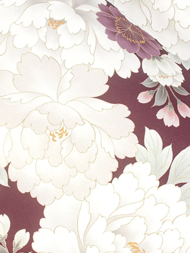 卒業式袴 D0069 ワイン 芍薬×アイボリー クリーム