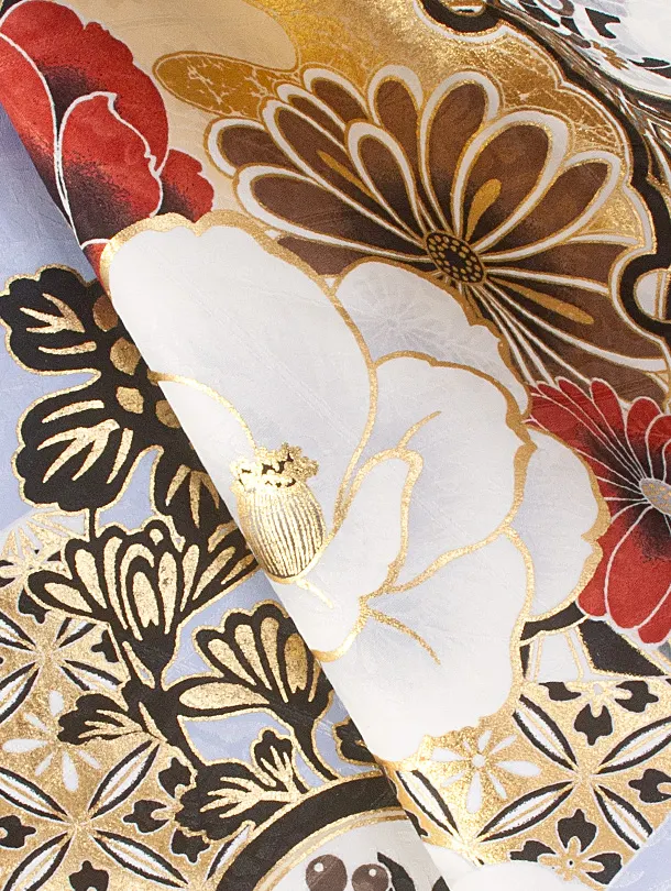 卒業式袴 D0074 パープル 江戸切子 牡丹×紺