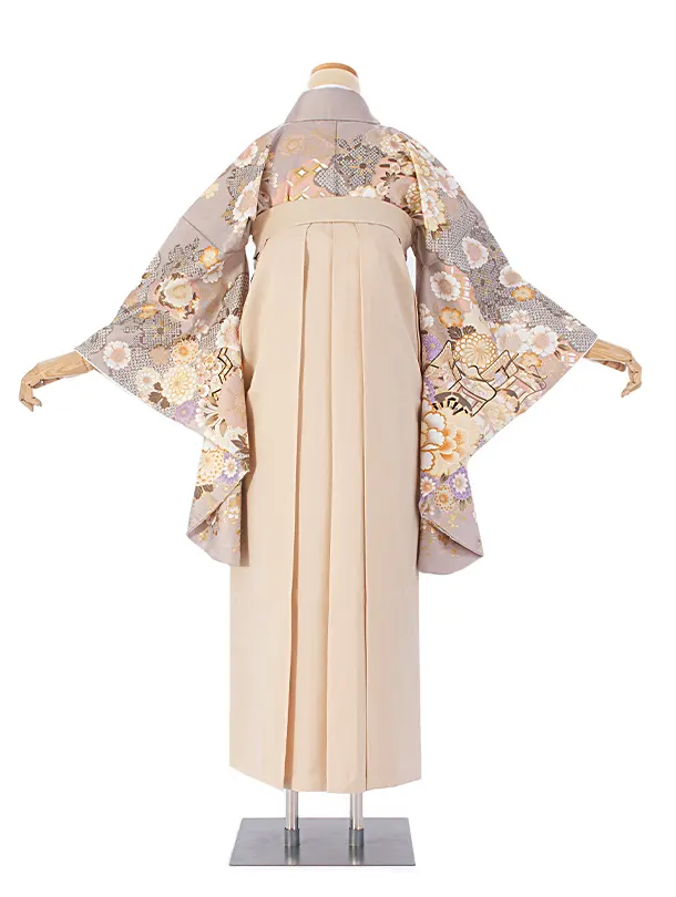 卒業式袴 D0078 ベージュ 牡丹×クリーム