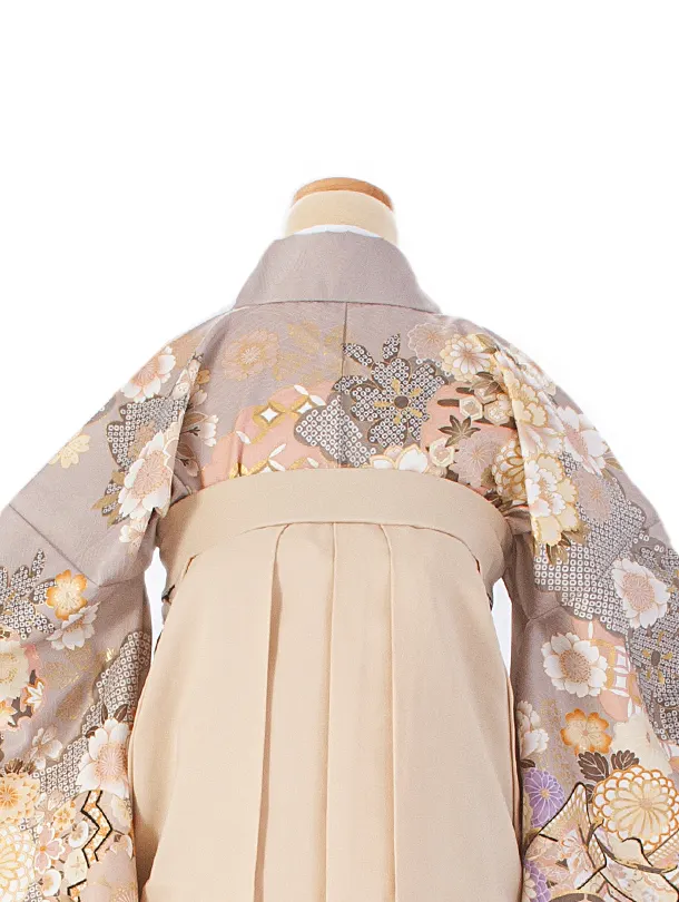 卒業式袴 D0078 ベージュ 牡丹×クリーム