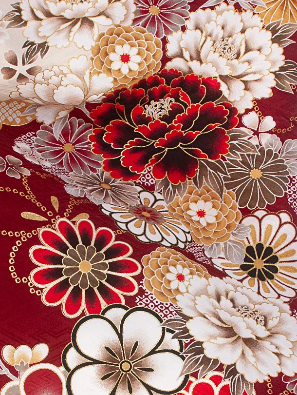 卒業式袴 D0079 ボルドー 四季花×クリーム