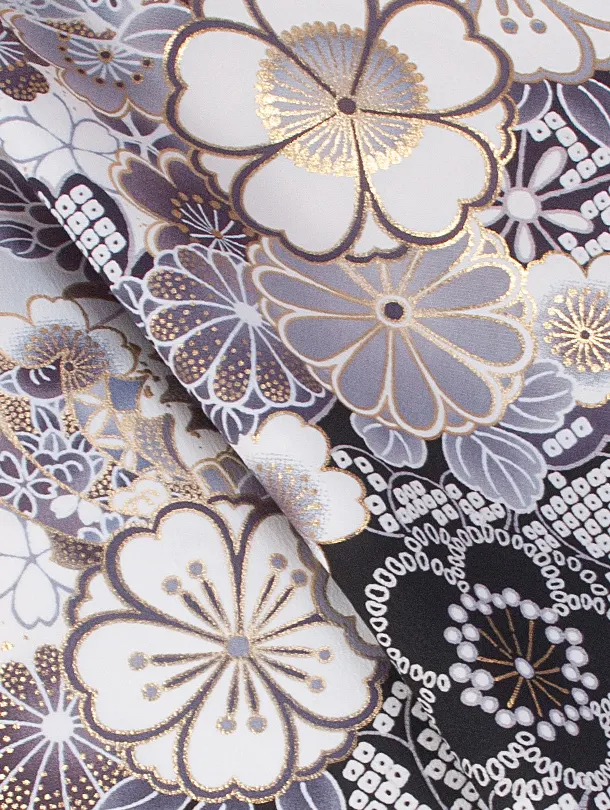 卒業式袴 D0080 グレー 桜 疋田×アッシュグレー