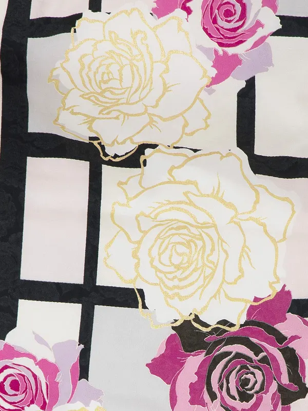 卒業式袴 DR87 薔薇 薄ピンク系着物×夢千代小花 濃ピンク袴