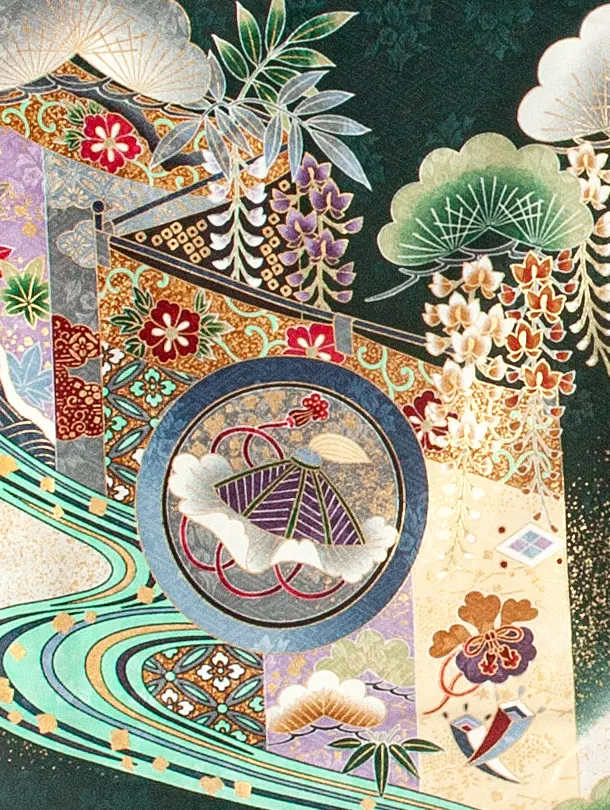 男児産着 お宮参り0008  鷹濃緑 刺繍