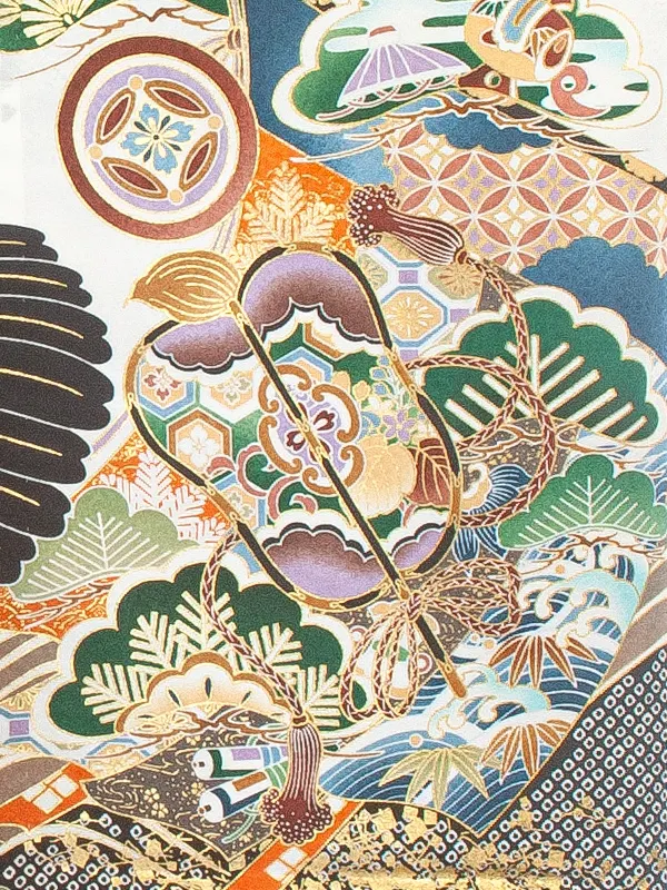 男児産着 お宮参りD0068 単衣 白黒疋田 鷹