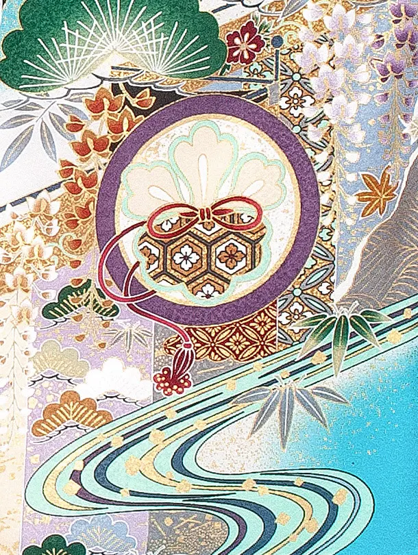 男児産着 お宮参りD0069 単衣  鷹 流水