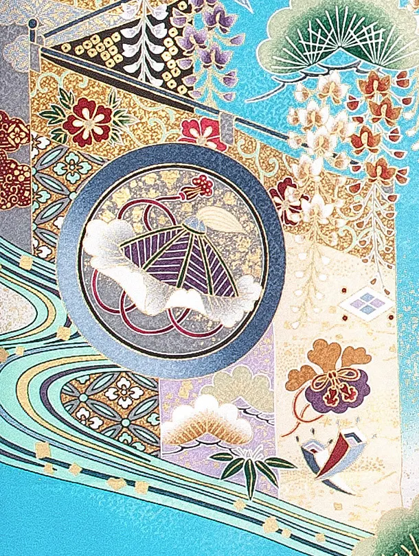 男児産着 お宮参りD0069 単衣  鷹 流水