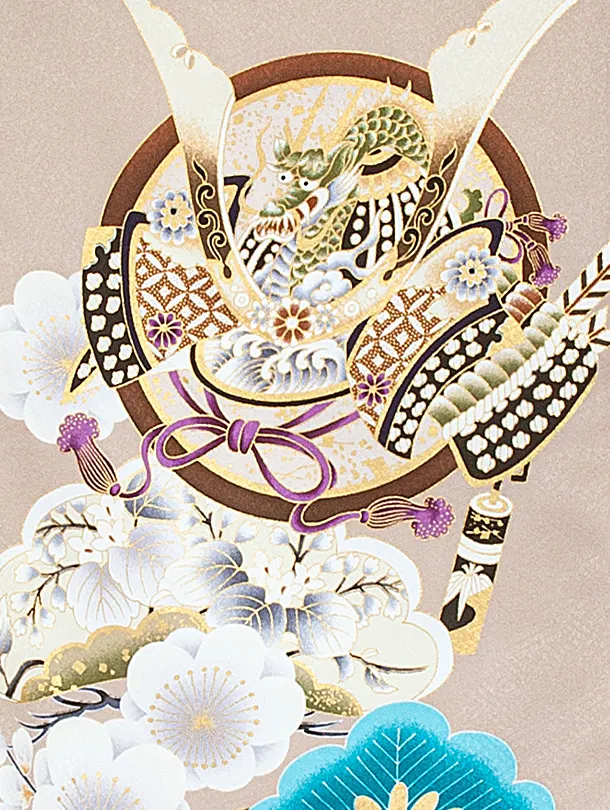 男児産着 お宮参りD0071 兜 ベージュ