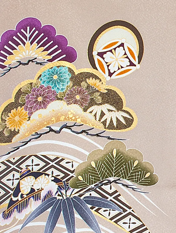 男児産着 お宮参りD0071 兜 ベージュ