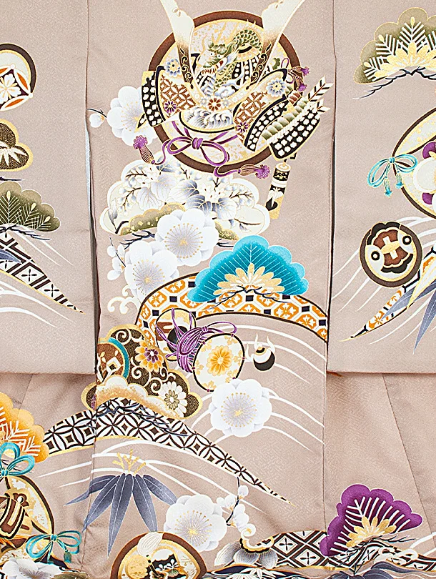 男児産着 お宮参りD0071 兜 ベージュ