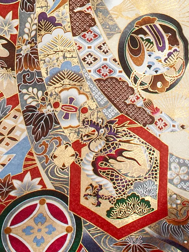 男児産着 お宮参りD0076 単衣 濃紺 鷹 のし 刺繍