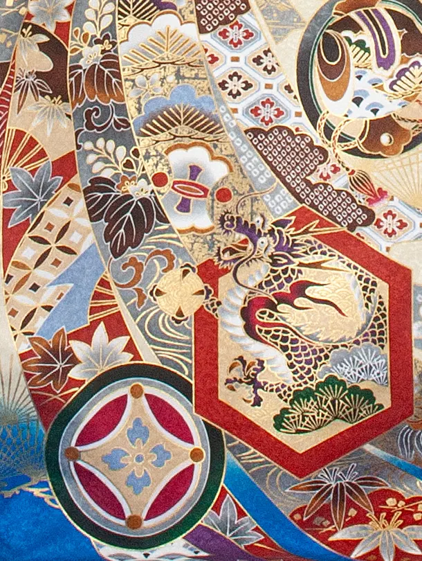 男児産着 お宮参りD0078 単衣 青クリーム 鷹 のし 刺繍