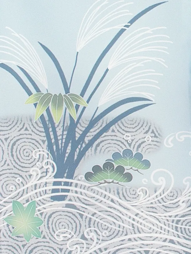 男児産着 お宮参りD0083 単衣 兎 水色系うさぎ