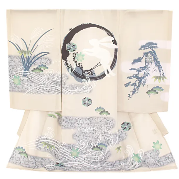 男児産着 お宮参りD0085 単衣 兎ベージュ うさぎ