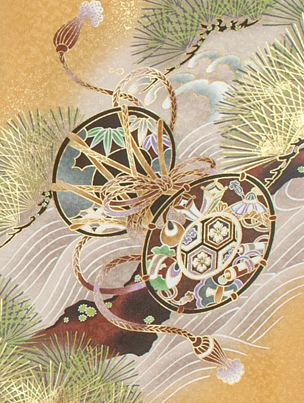 男児産着 お宮参りD0086 山吹 鷹と龍