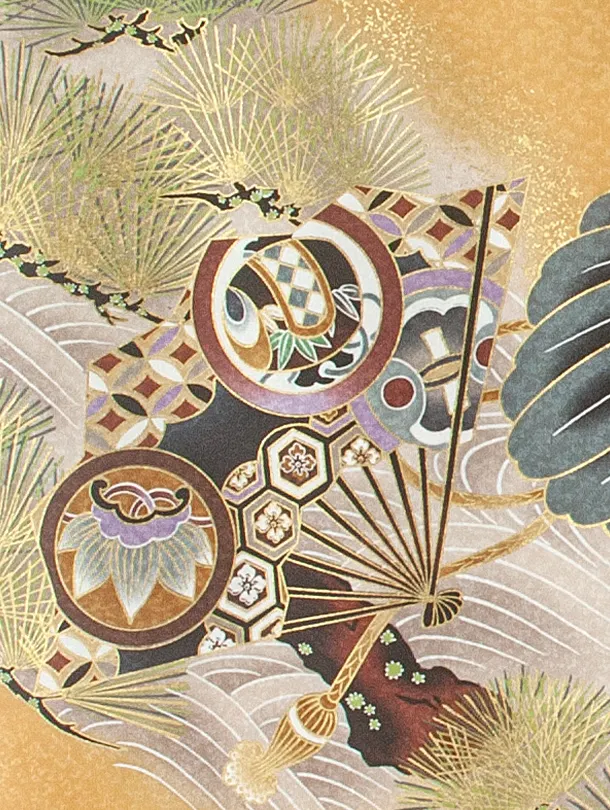 男児産着 お宮参りD0086 山吹 鷹と龍