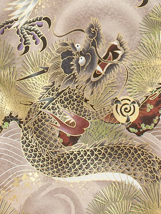 男児産着 お宮参りD0086 山吹 鷹と龍