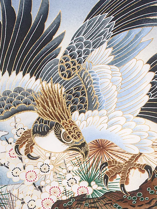 男児産着 お宮参りD0088 ペールブルー 鷹と虎 波