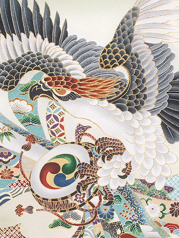 男児産着 お宮参りD0091 薄緑 鷹 のし 宝船