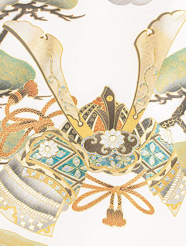 【正絹】男児産着 お宮参りD0092 白 龍 兜