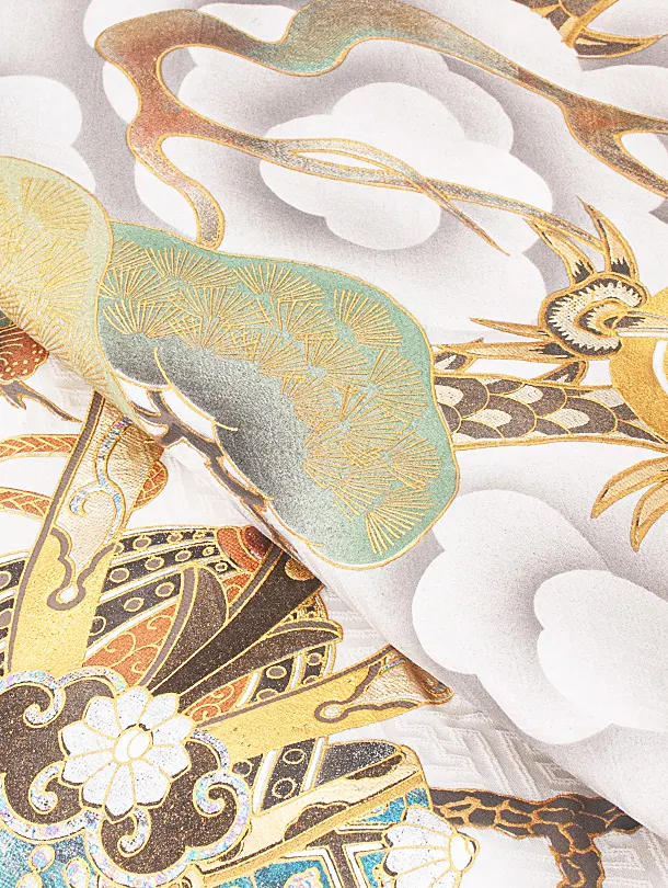 【正絹】男児産着 お宮参りD0092 白 龍 兜