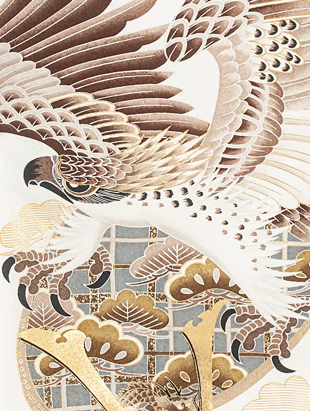 男児産着 お宮参りD0098 白 鷹兜 貝合わせ