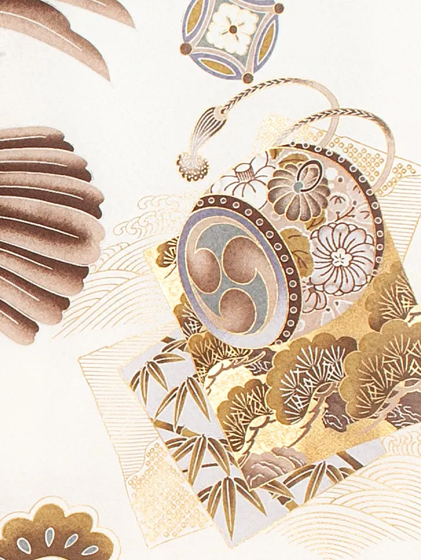 男児産着 お宮参りD0098 白 鷹兜 貝合わせ