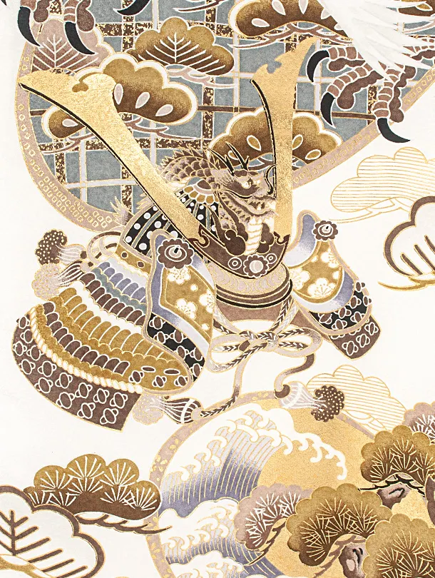 男児産着 お宮参りD0098 白 鷹兜 貝合わせ