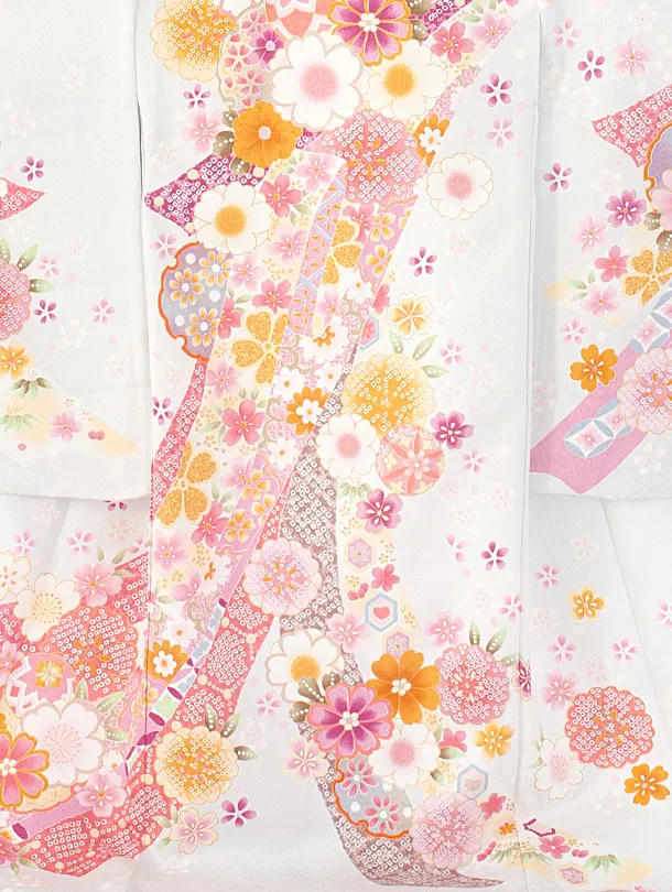 女児産着 お宮参りD0056 単衣 月白色 のし 花鞠刺繍