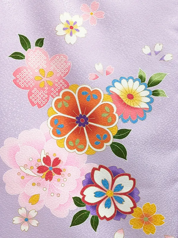 女児産着 お宮参りD0082 薄紫 桜と鞠