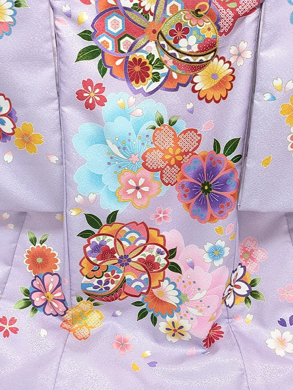 女児産着 お宮参りD0082 薄紫 桜と鞠