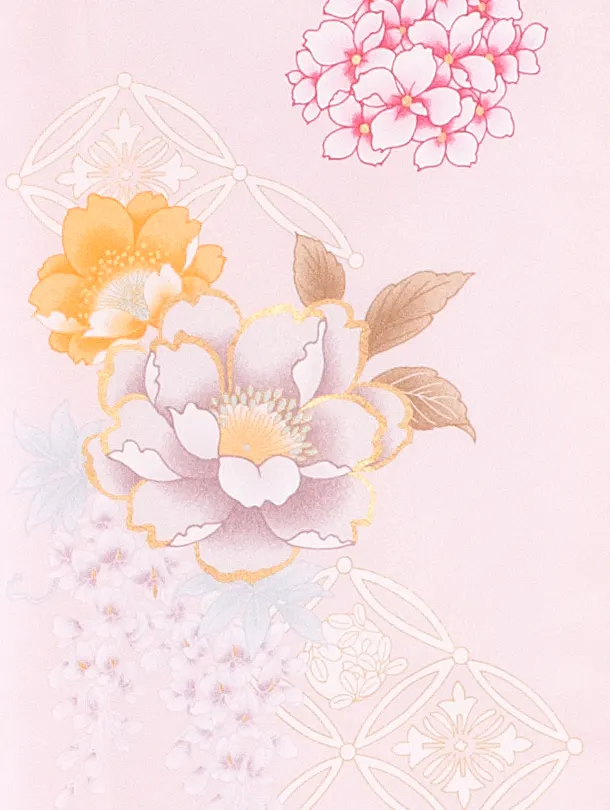 女児産着 お宮参りD0093 薄ピンク 牡丹 藤鞠刺繍