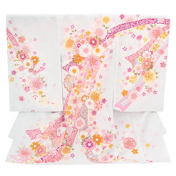 女児産着 お宮参りD0094 月白色 のし 花 まり 刺繍