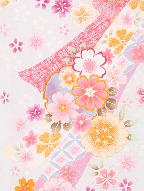 女児産着 お宮参りD0094 月白色 のし 花 鞠 刺繍