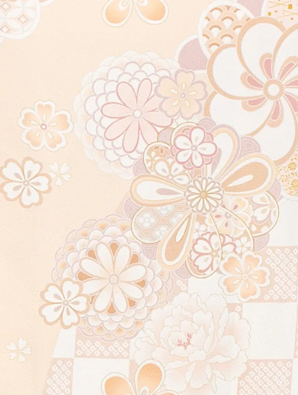 女児産着 お宮参りD0096 ペールオレンジ ねじり梅 ししゅう