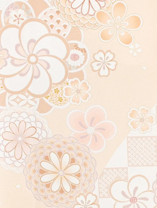 女児産着 お宮参りD0096 ペールオレンジ ねじり梅 ししゅう