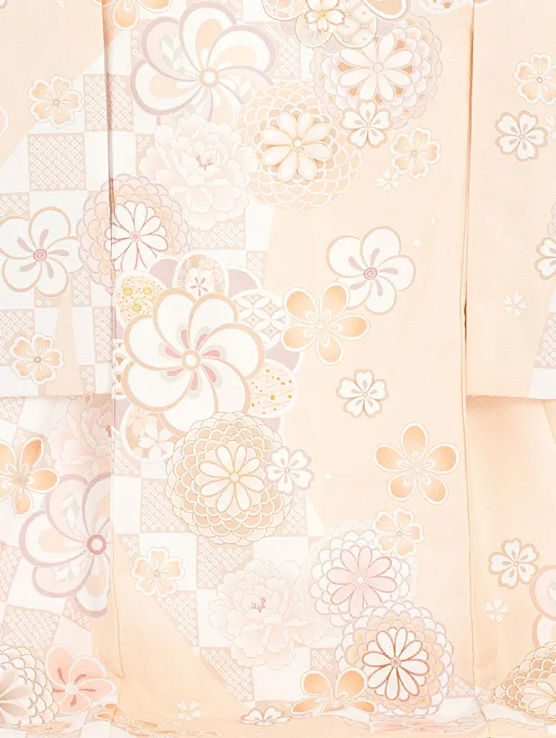 女児産着 お宮参りD0096 ペールオレンジ ねじり梅 ししゅう