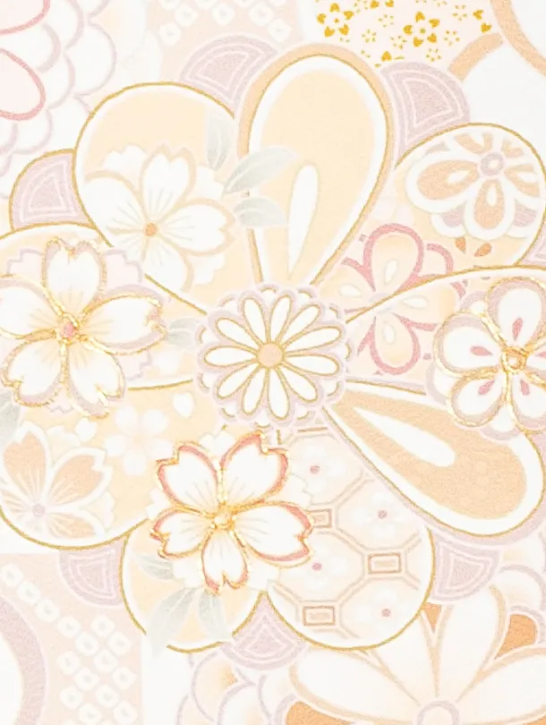 女児産着 お宮参りD0096 ペールオレンジ ねじり梅 ししゅう