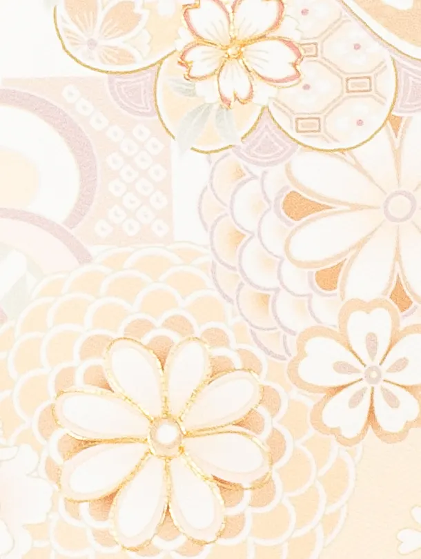 女児産着 お宮参りD0096 ペールオレンジ ねじり梅 ししゅう