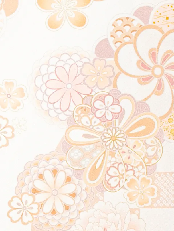 女児産着 お宮参りD0097 白 オレンジ ねじり梅