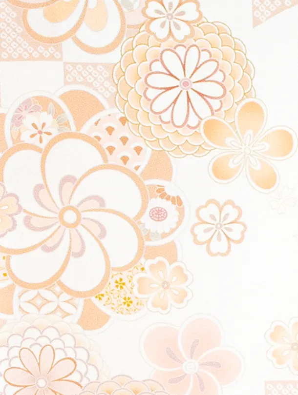 女児産着 お宮参りD0097 白 オレンジ ねじり梅