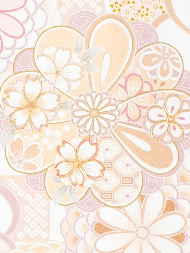 女児産着 お宮参りD0097 白 オレンジ ねじり梅