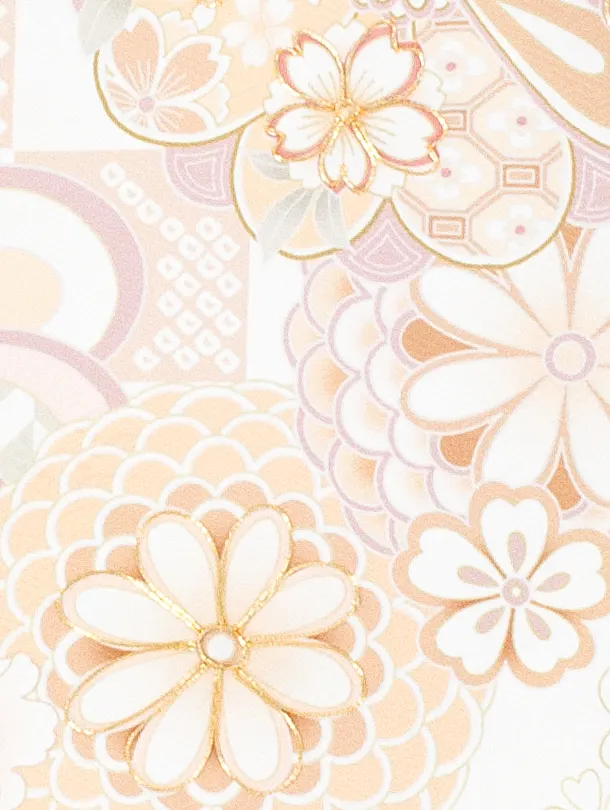 女児産着 お宮参りD0097 白 オレンジ ねじり梅